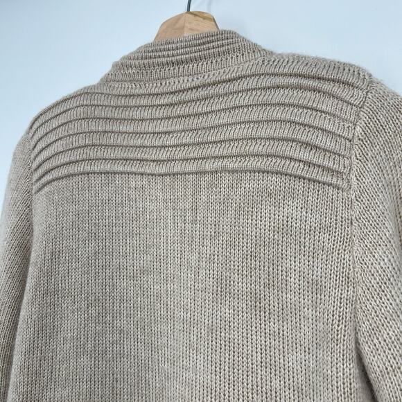 Perumarqui Alpaca Open Cardigan Sweater Women Medium Beige Pockets Peruvian Peru - Picture 6 of 10